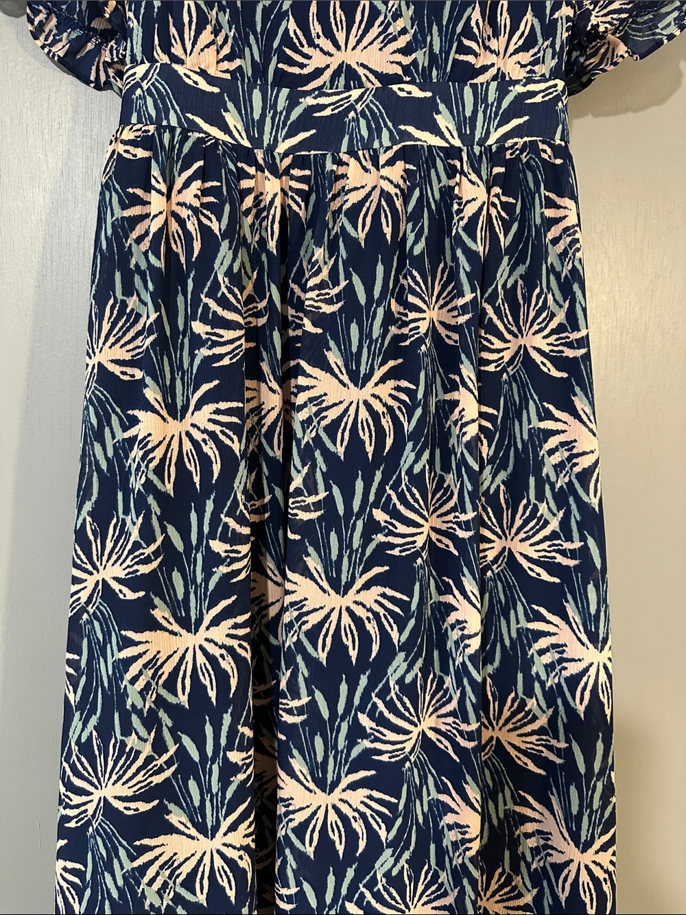Madewell Navy Floral Maxi Dress Pink Print Puff Sleeve XXS - Picture 3 of 10